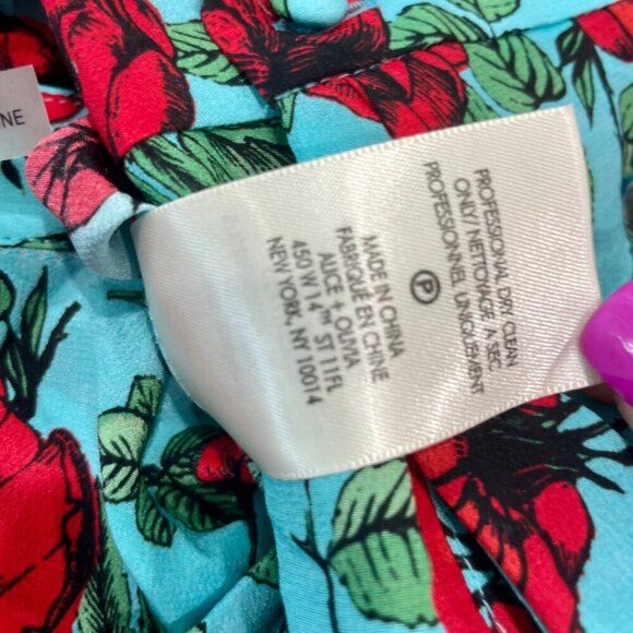 ALICE+OLIVIA SILK BLOUSE BUTTON DOWN PREPPY CHIC TRENDY GREEN RED FLORAL
SZ XS - Picture 9 of 14
